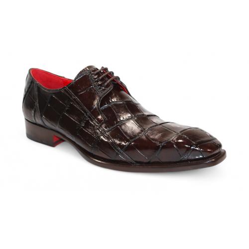 Fennix Italy "Logan" Chocolate Genuine Alligator Lace-Up Dress Shoes.